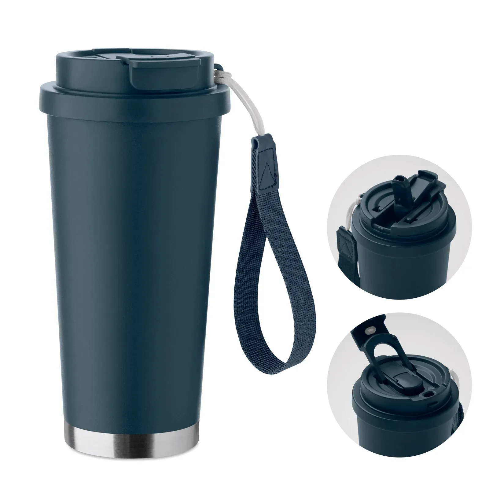 Topaz Large – Double Wall 90% Recycled Stainless Steel (90% Recycled Stainless and 10% Stainless Steel) Tumbler with PP Lid — French Navy