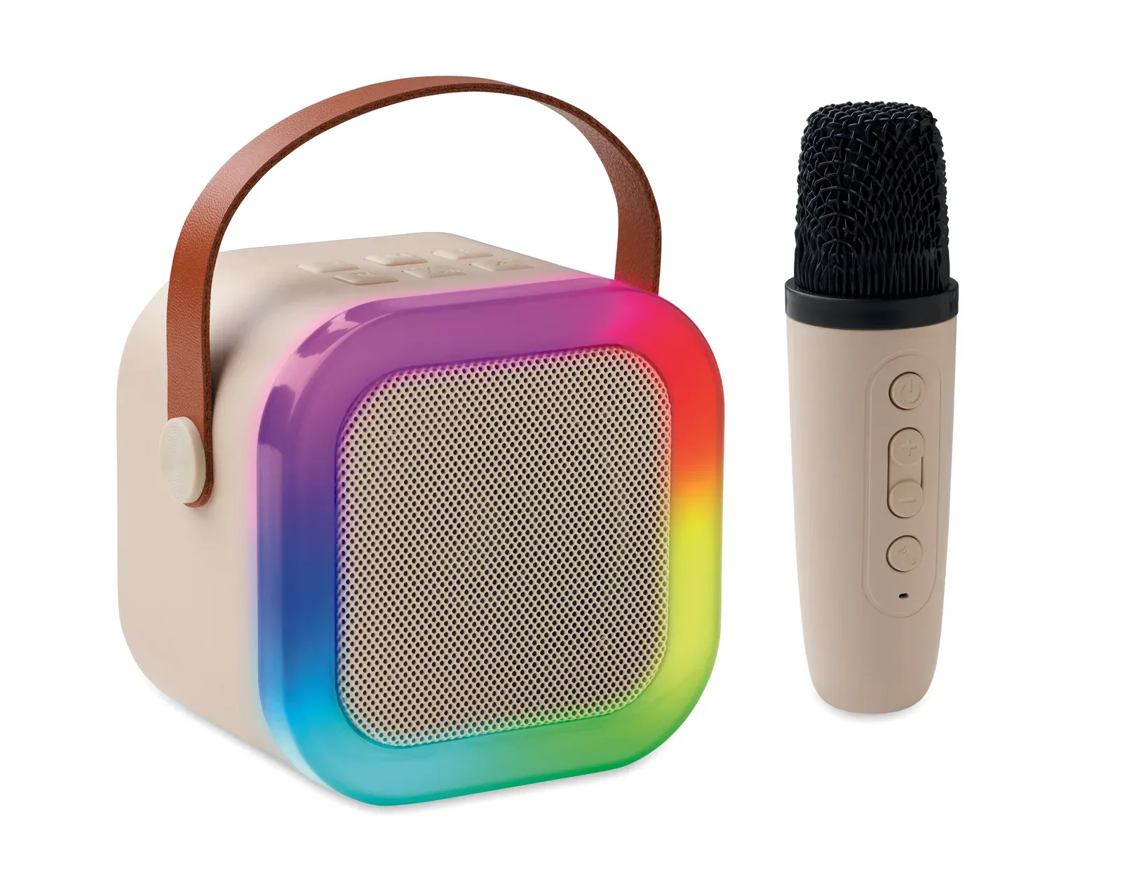 Karaset+ Karaoke Speaker Set – 5W with LED Light & Microphone — Beige