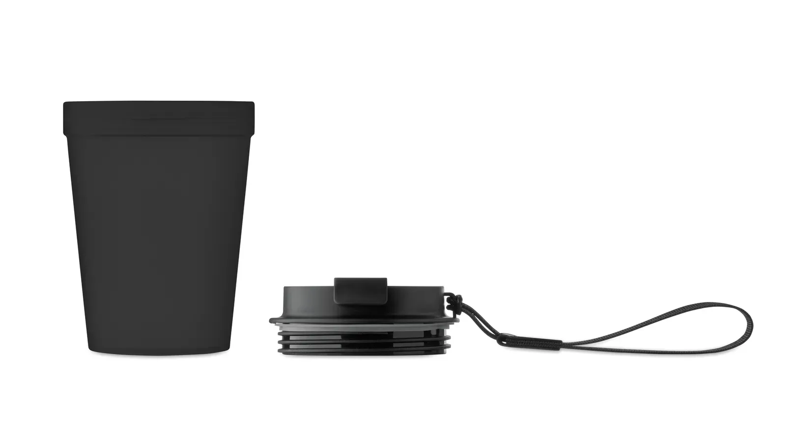 Isforden Tumbler – Single Wall Tumbler in PP, with RPET Polyester Strap — Black