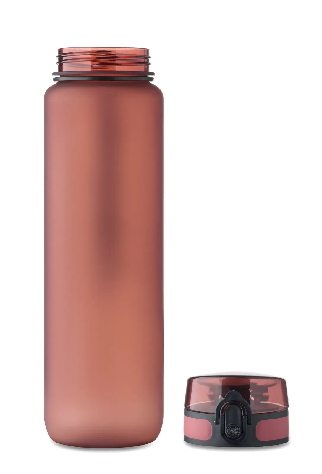 Isforden Mark – Sports Water Bottle in RPET, Motivational Time Markings, One Hand Opening Flip Top Lid — Burgundy