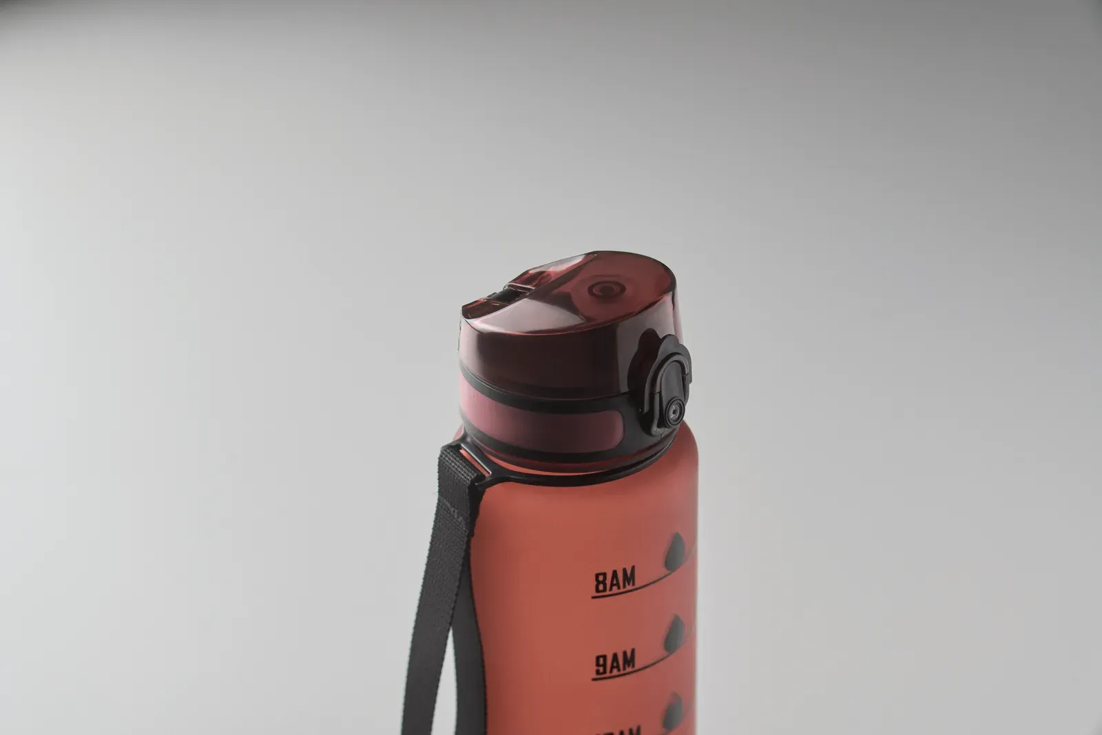 Isforden Mark – Sports Water Bottle in RPET, Motivational Time Markings, One Hand Opening Flip Top Lid — Burgundy