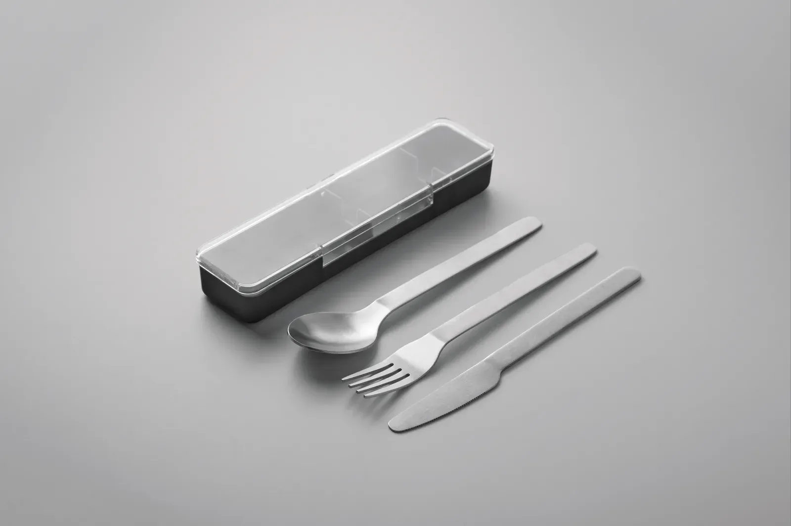 Mesteck – Stainless Steel Cutlery Set with PP Case; This Set Includes a Fork, Knife and Spoon — Black