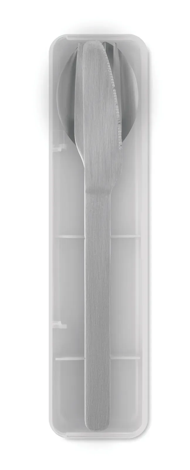 Mesteck – Stainless Steel Cutlery Set with PP Case; This Set Includes a Fork, Knife and Spoon — White