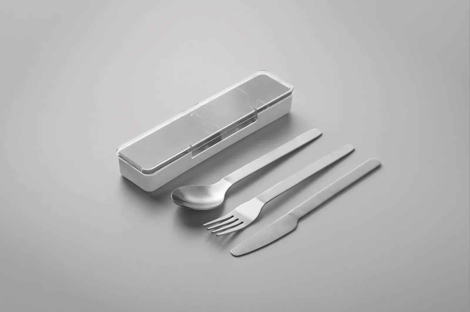 Mesteck – Stainless Steel Cutlery Set with PP Case; This Set Includes a Fork, Knife and Spoon — White