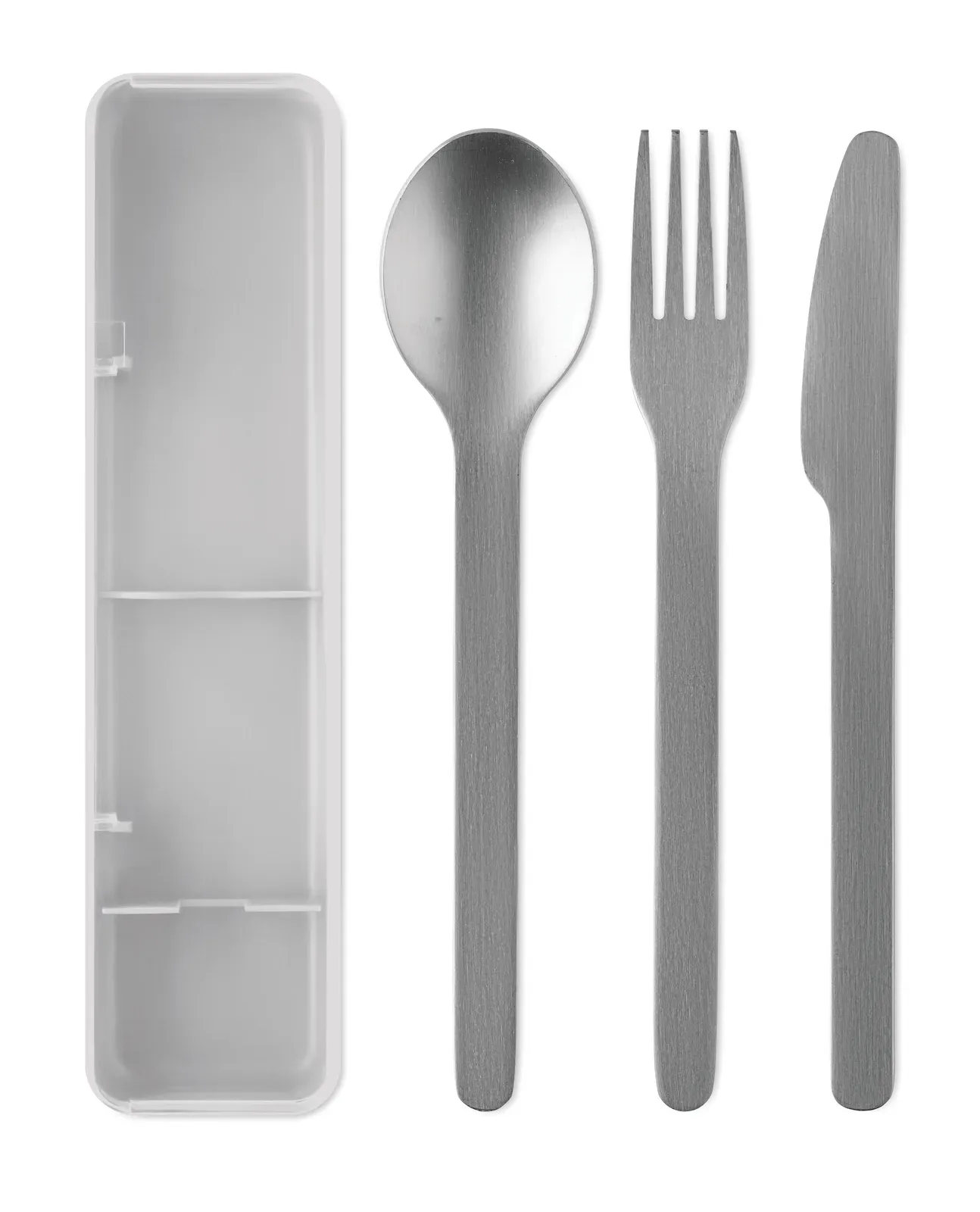 Mesteck – Stainless Steel Cutlery Set with PP Case; This Set Includes a Fork, Knife and Spoon — White