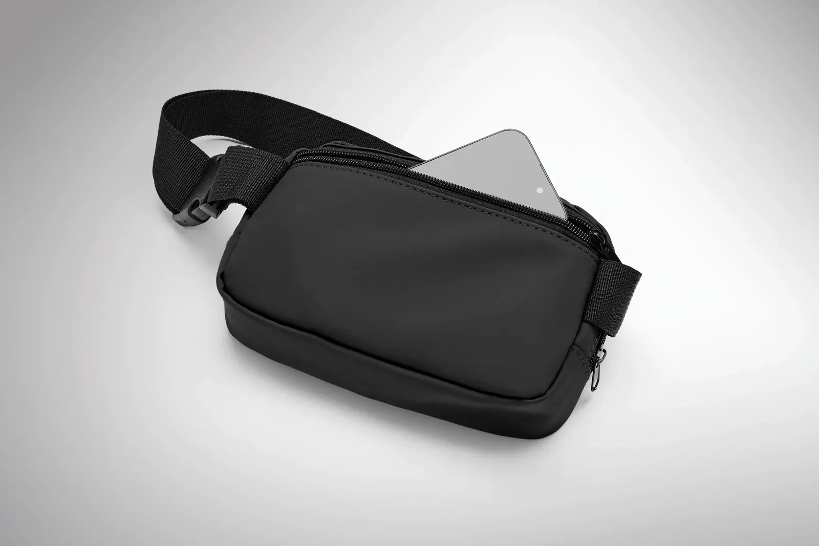 RPET Waist Bag Korovin Waist with Zippered Pocket 22X5X15 cm — Black