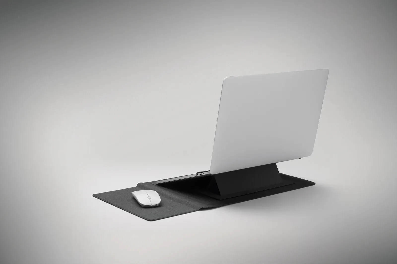 Practic 3-in-1 RPET Laptop Sleeve – Built-In Stand & Mouse Pad — Black