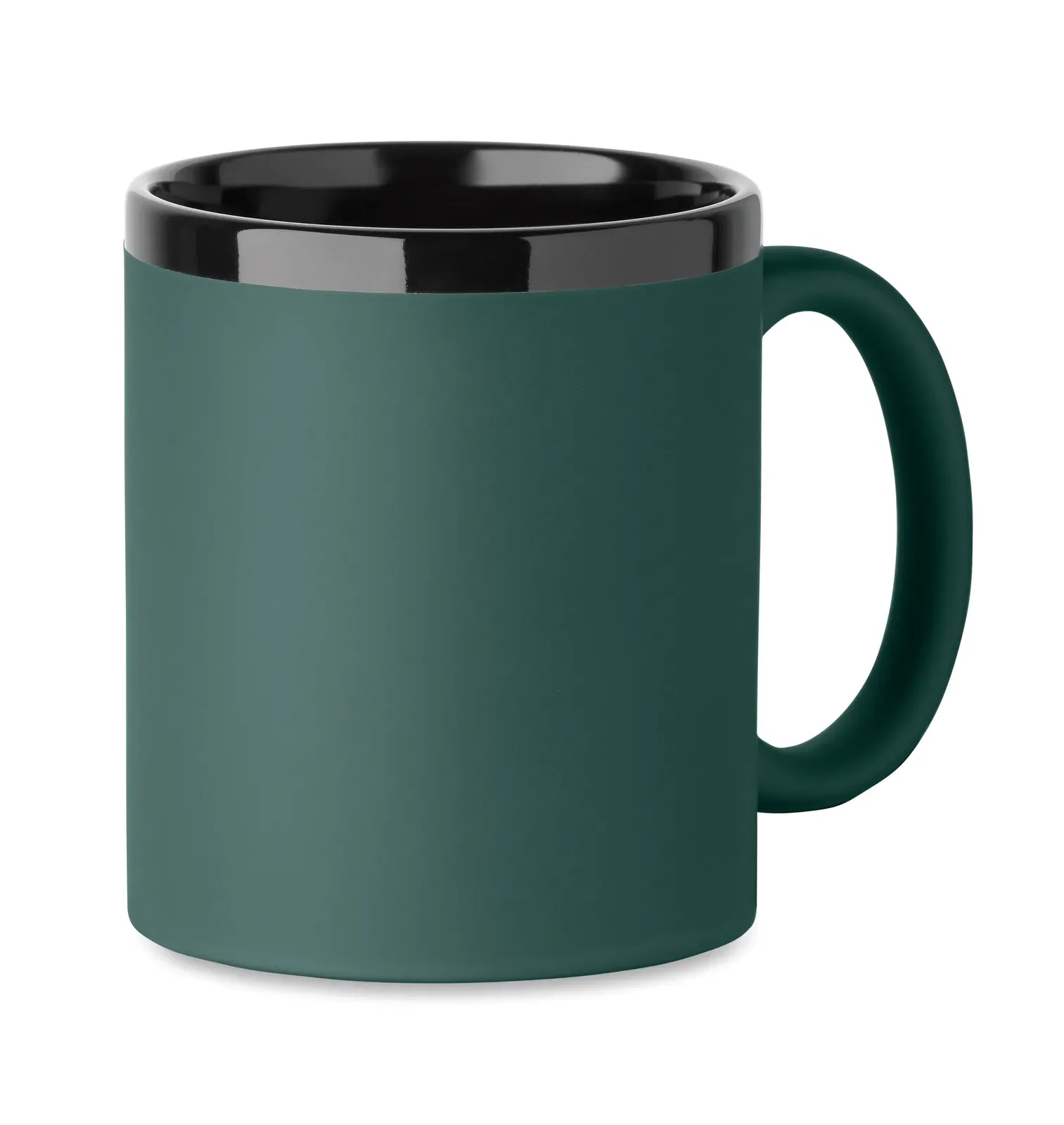 Rubyn – Ceramic Mug with Soft Touch Coating and Black Inside/rim; Suitable for Engraving — Dark Green
