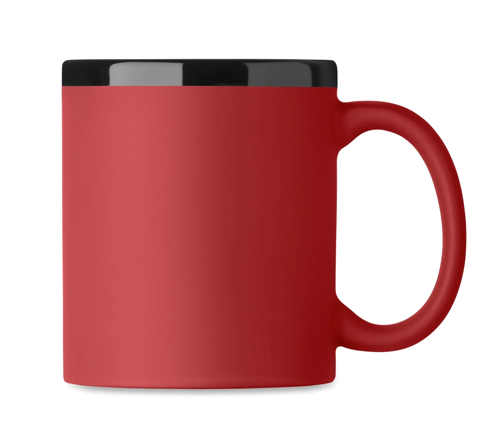 Rubyn – Ceramic Mug with Soft Touch Coating and Black Inside/rim; Suitable for Engraving — Red