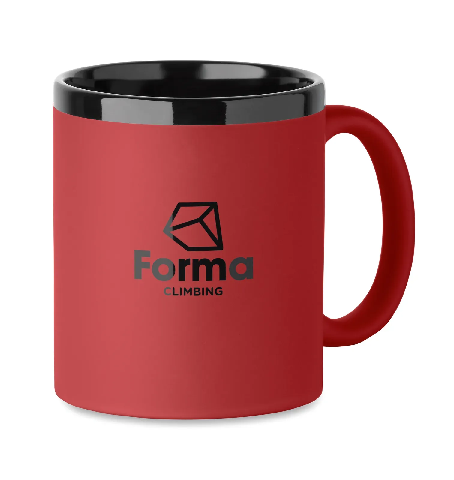 Rubyn – Ceramic Mug with Soft Touch Coating and Black Inside/rim; Suitable for Engraving — Red