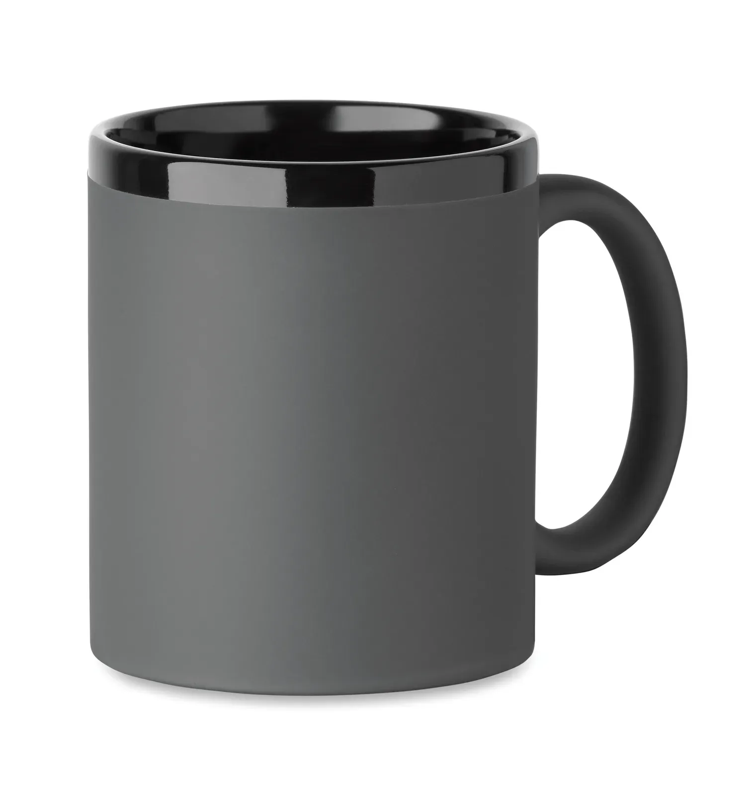 Rubyn – Ceramic Mug with Soft Touch Coating and Black Inside/rim; Suitable for Engraving — Stone Grey