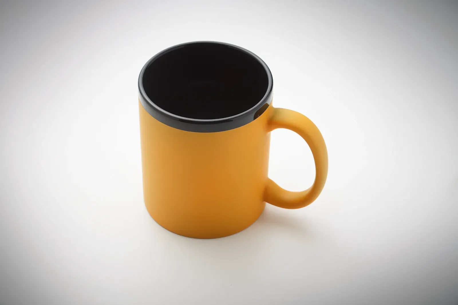 Rubyn – Ceramic Mug with Soft Touch Coating and Black Inside/rim; Suitable for Engraving — Yellow