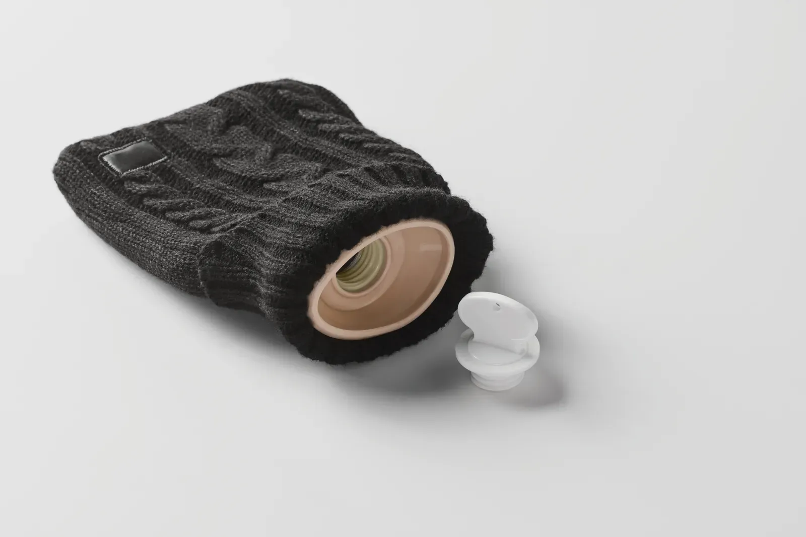 Toasty Hot Water Bottle Knitted Pouch 400ml 12x27cm — Black