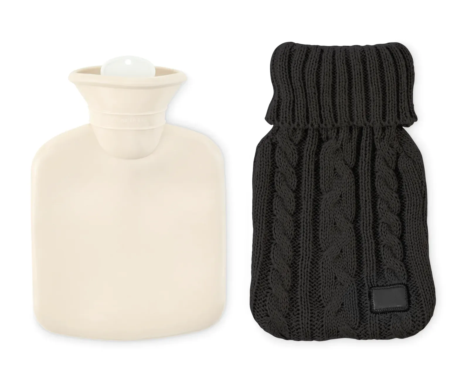 Toasty Hot Water Bottle Knitted Pouch 400ml 12x27cm — Black