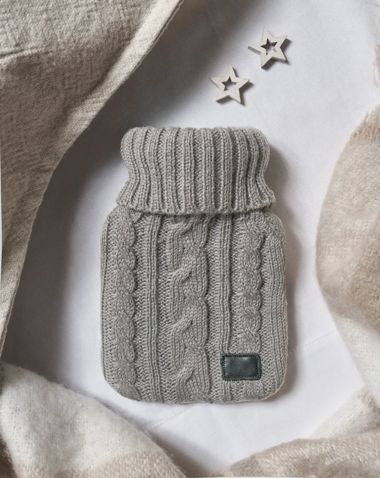 Toasty Hot Water Bottle Knitted Pouch 400ml 12x27cm — Grey