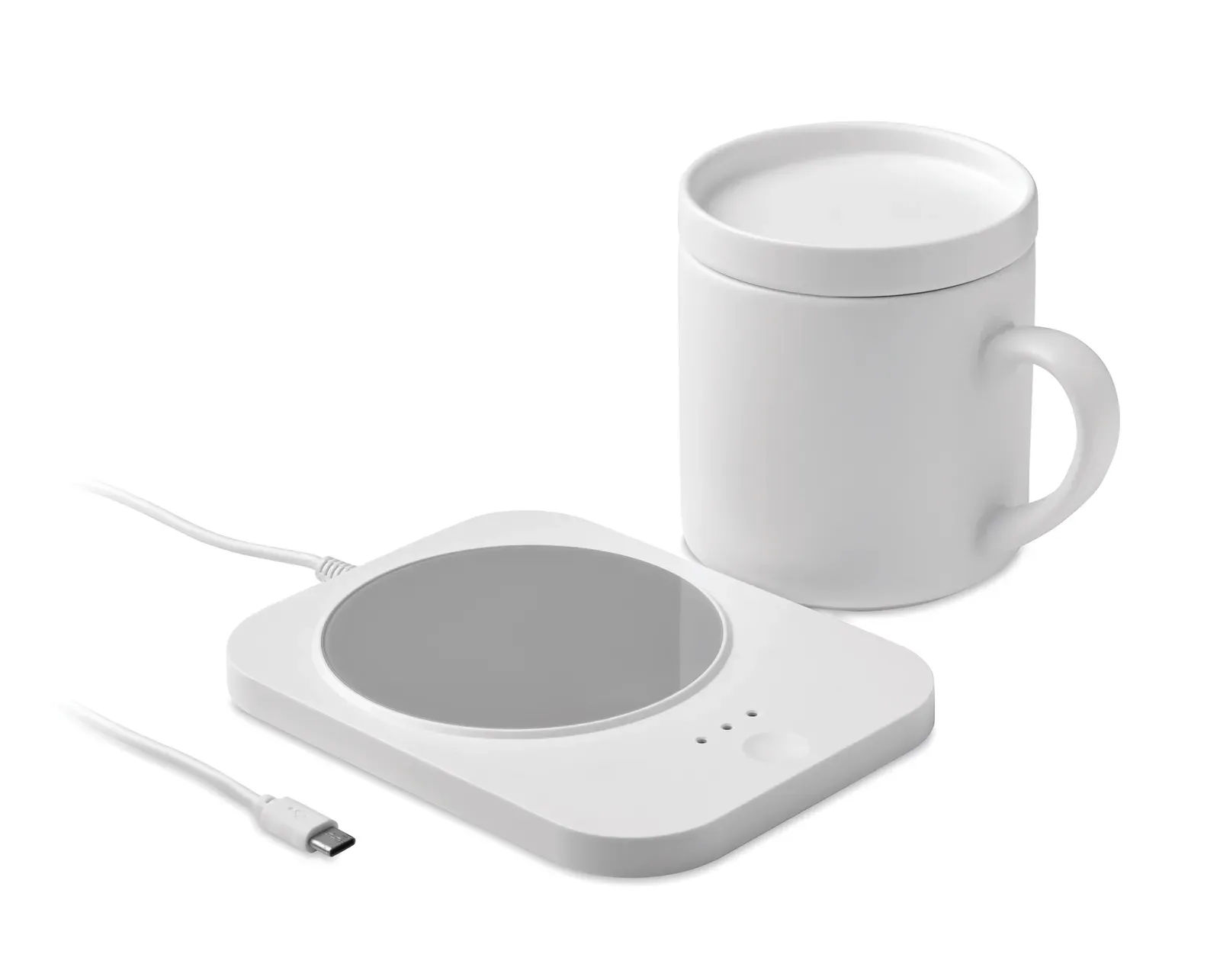 Siroter 2-in-1 Wireless Charger & Mug Warmer – Ceramic Mug Included — White