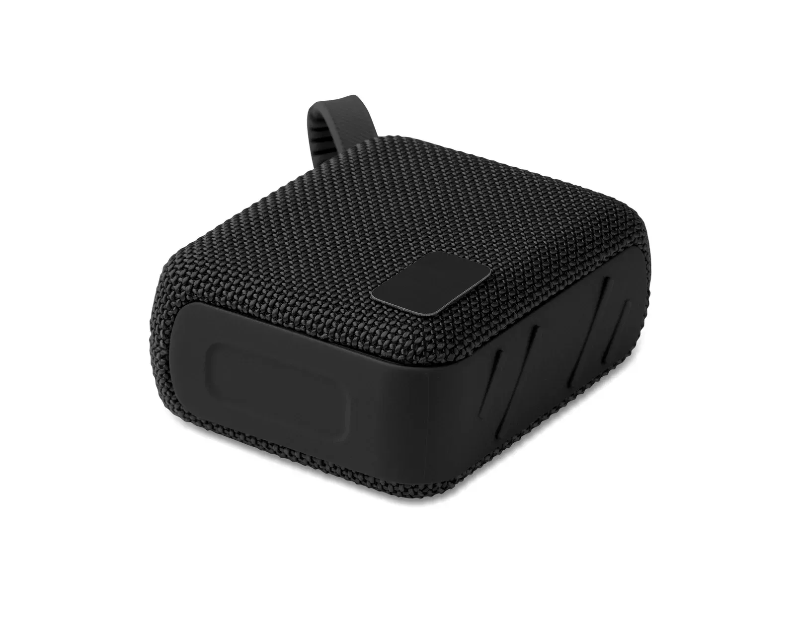 Oblo Wireless 5.0 Speaker – RPET Fabric with Hanging Cord, 5W / 800 mAh — Black
