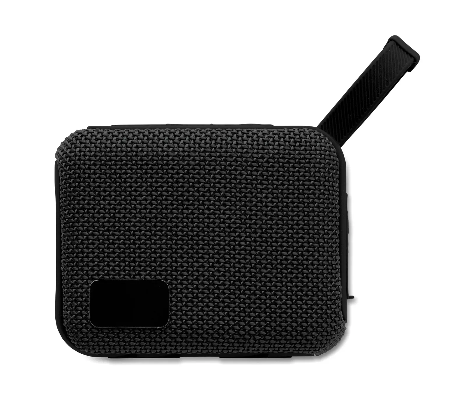 Oblo Wireless 5.0 Speaker – RPET Fabric with Hanging Cord, 5W / 800 mAh — Black