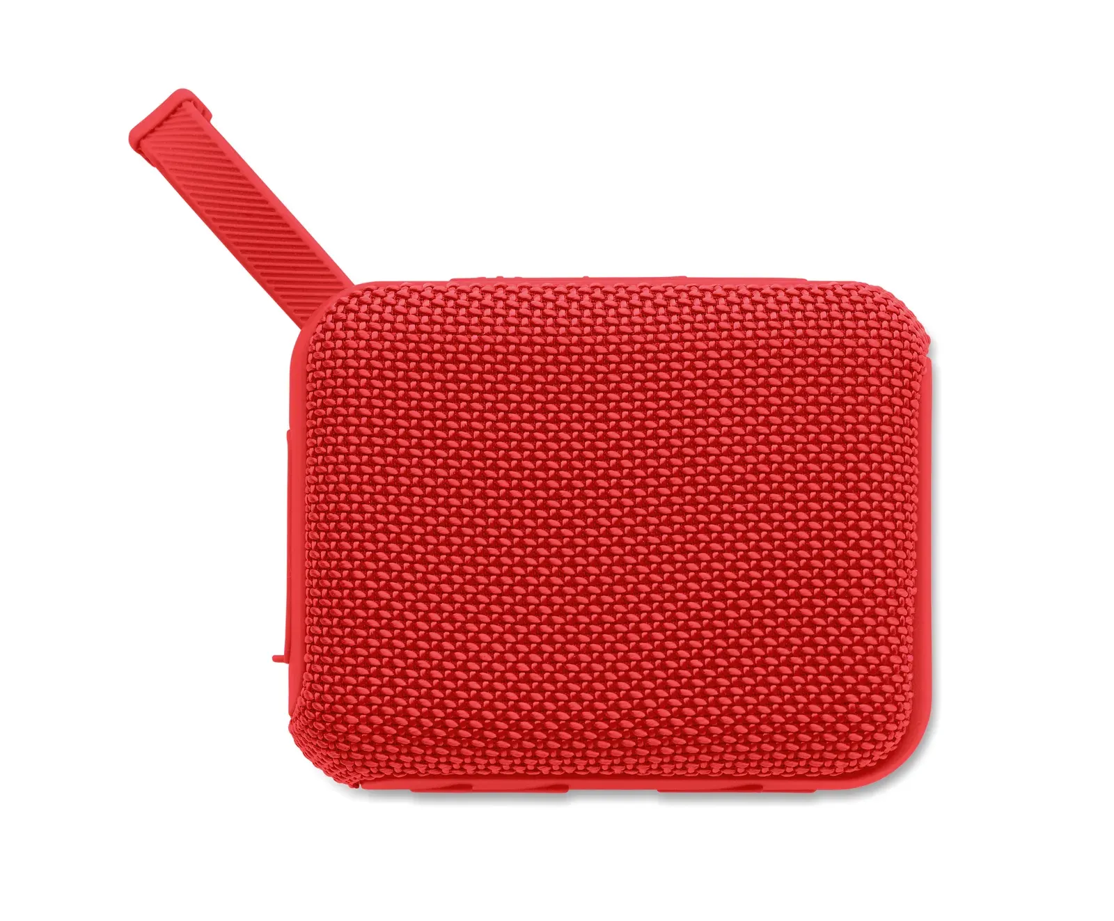 Oblo Wireless 5.0 Speaker – RPET Fabric with Hanging Cord, 5W / 800 mAh — Red