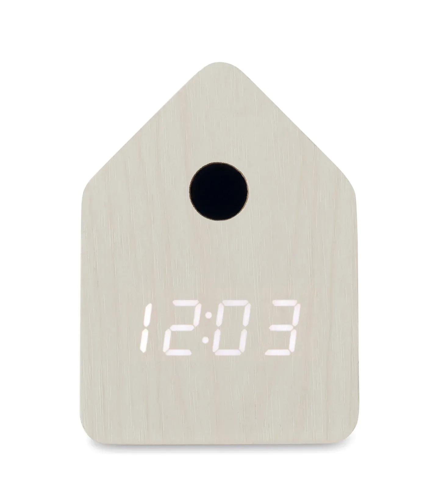 Cuckoo MDF Desk Clock – Alarm & Temperature Display — White
