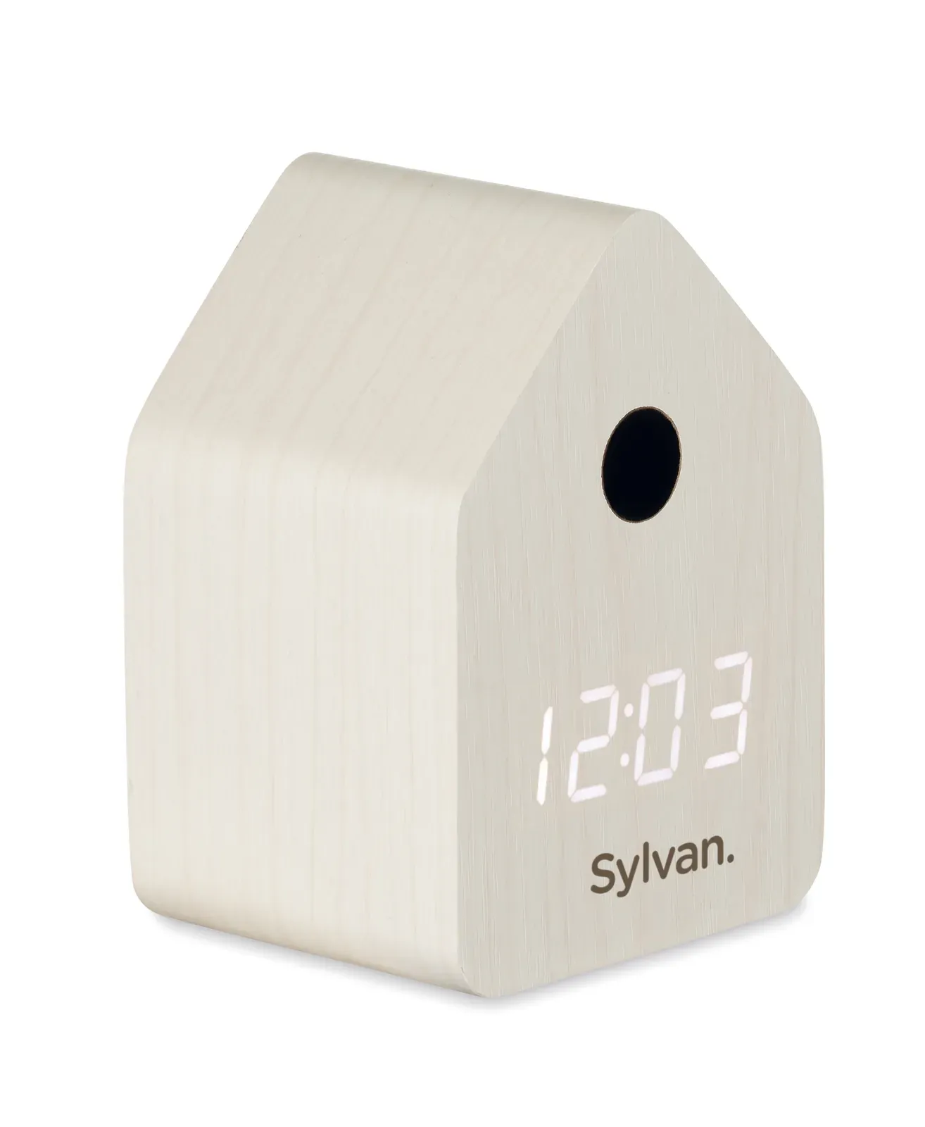 Cuckoo MDF Desk Clock – Alarm & Temperature Display — White