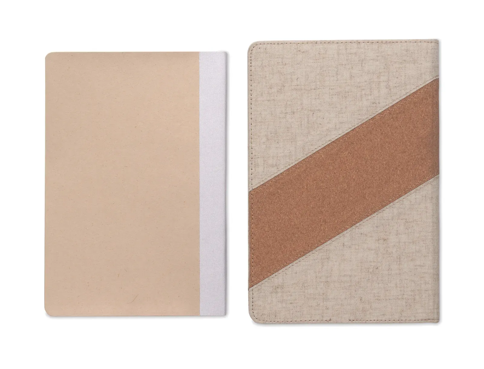 Cortona A5 Notebook with 15W Wireless Charger – Cotton & Cork Cover, 128-Page Refill — Beige