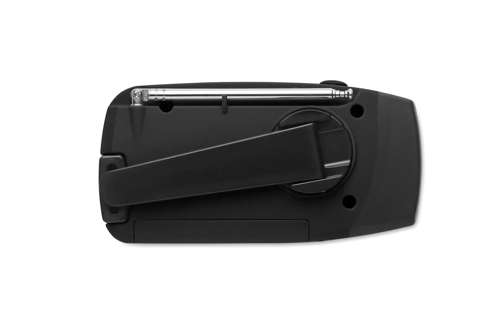 Onda Portable AM/FM Radio with LED Torch – Solar & Hand-Crank Powered — Black
