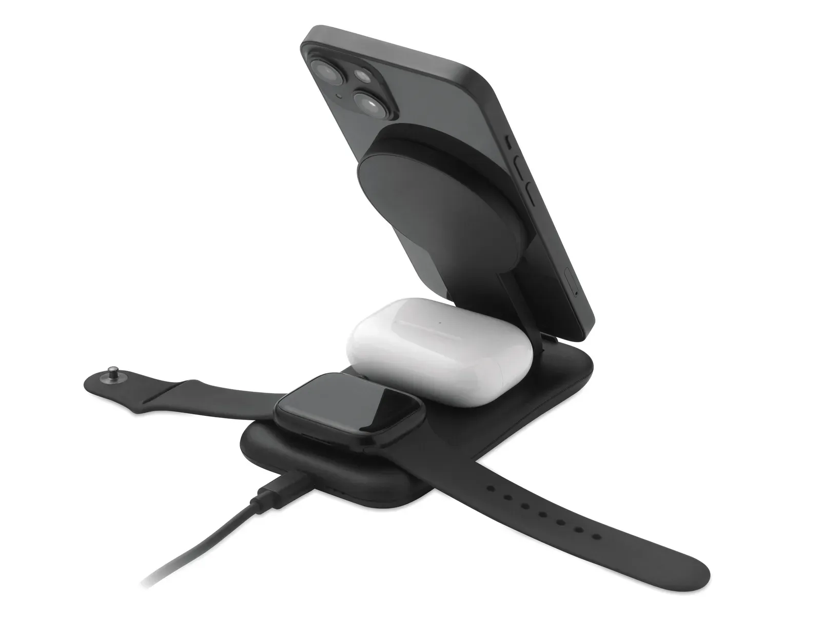 Pendoless 3-in-1 Charging Station – 15W Magnetic Wireless & Phone Stand — Black