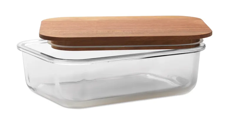 Vitrio Lunch – Lunch Box in Glass with Acacia Wooden Lid and RPET Elastic Band Closure