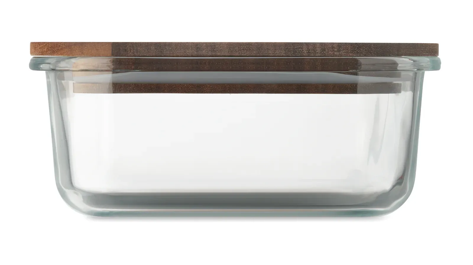 Vitrio Lunch – Lunch Box in Glass with Acacia Wooden Lid and RPET Elastic Band Closure — Transparent