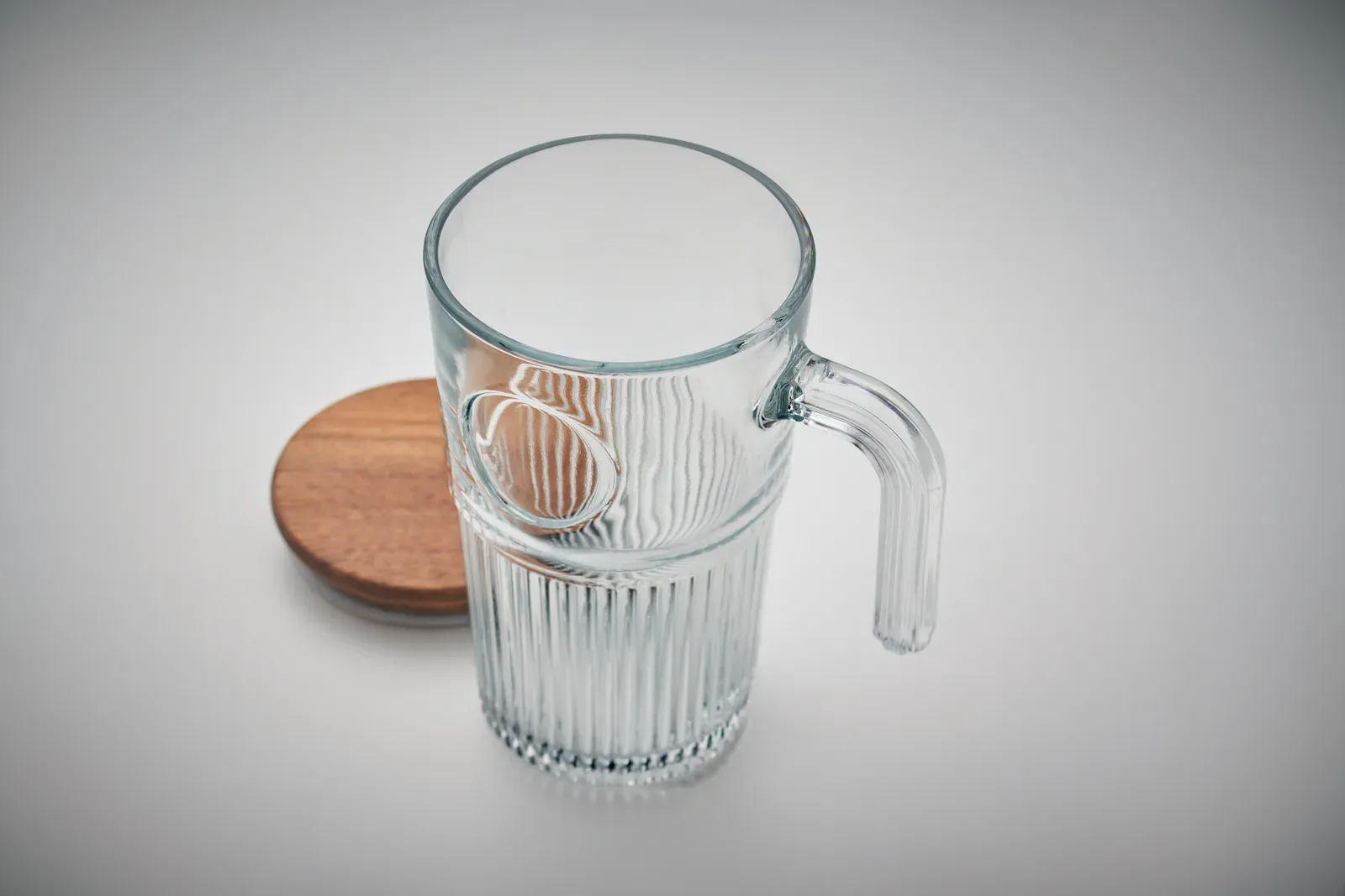 Vitrio Jar – Large Mug in Glass with Acacia Lid — Transparent