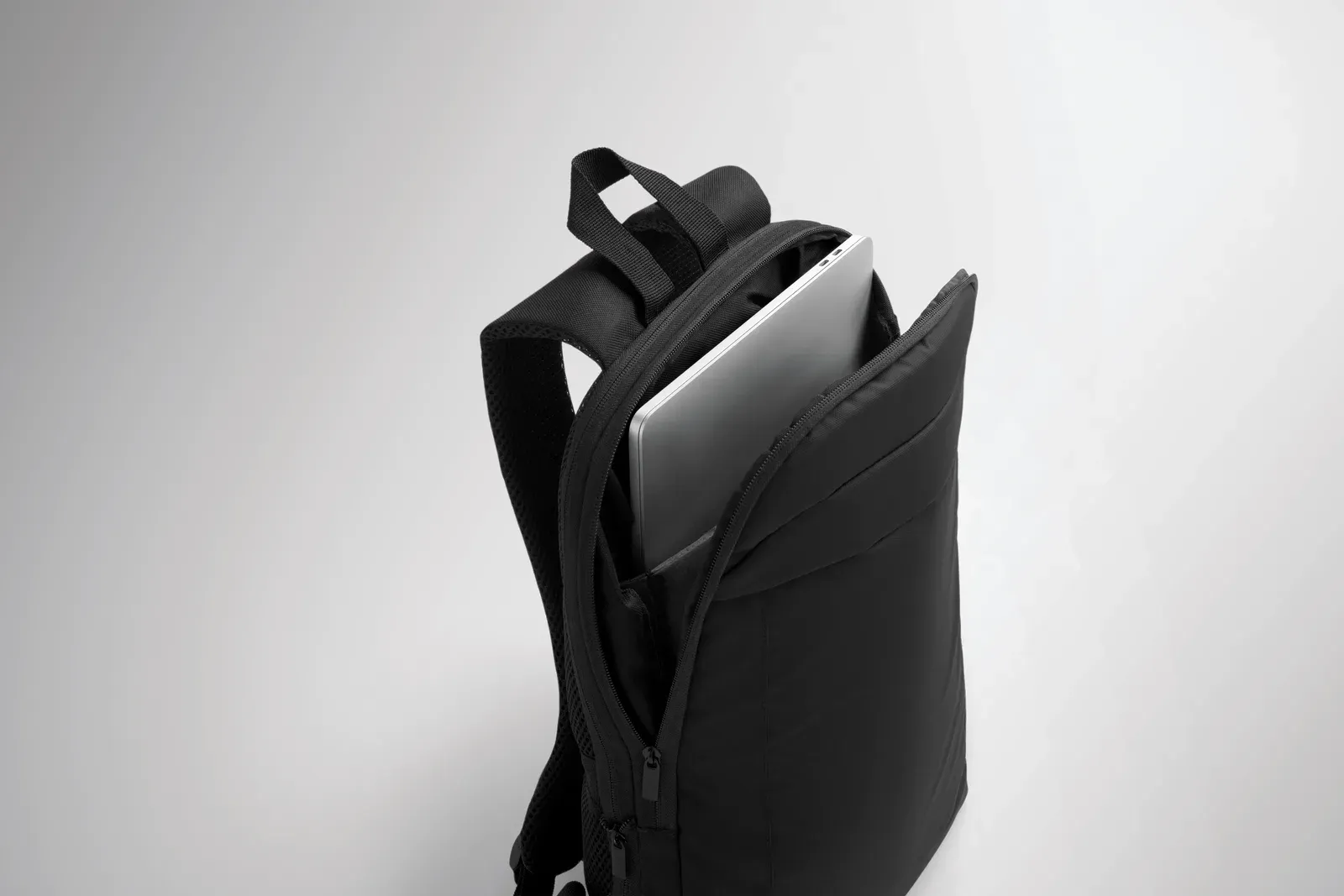RPET Backpack Xpanda with Zippered Pocket 30X6X44 cm MO2753 Backpack — Black