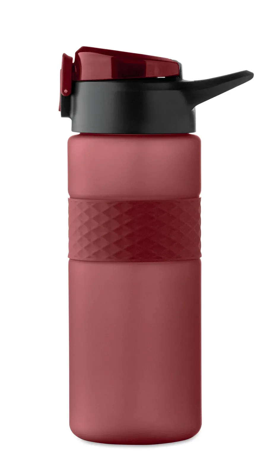Isjforden – Drinking Bottle Made from RPET with Silicone Grip, PP Flip-Top Lid and Safety Lock; Including Integrated Straw — Burgundy