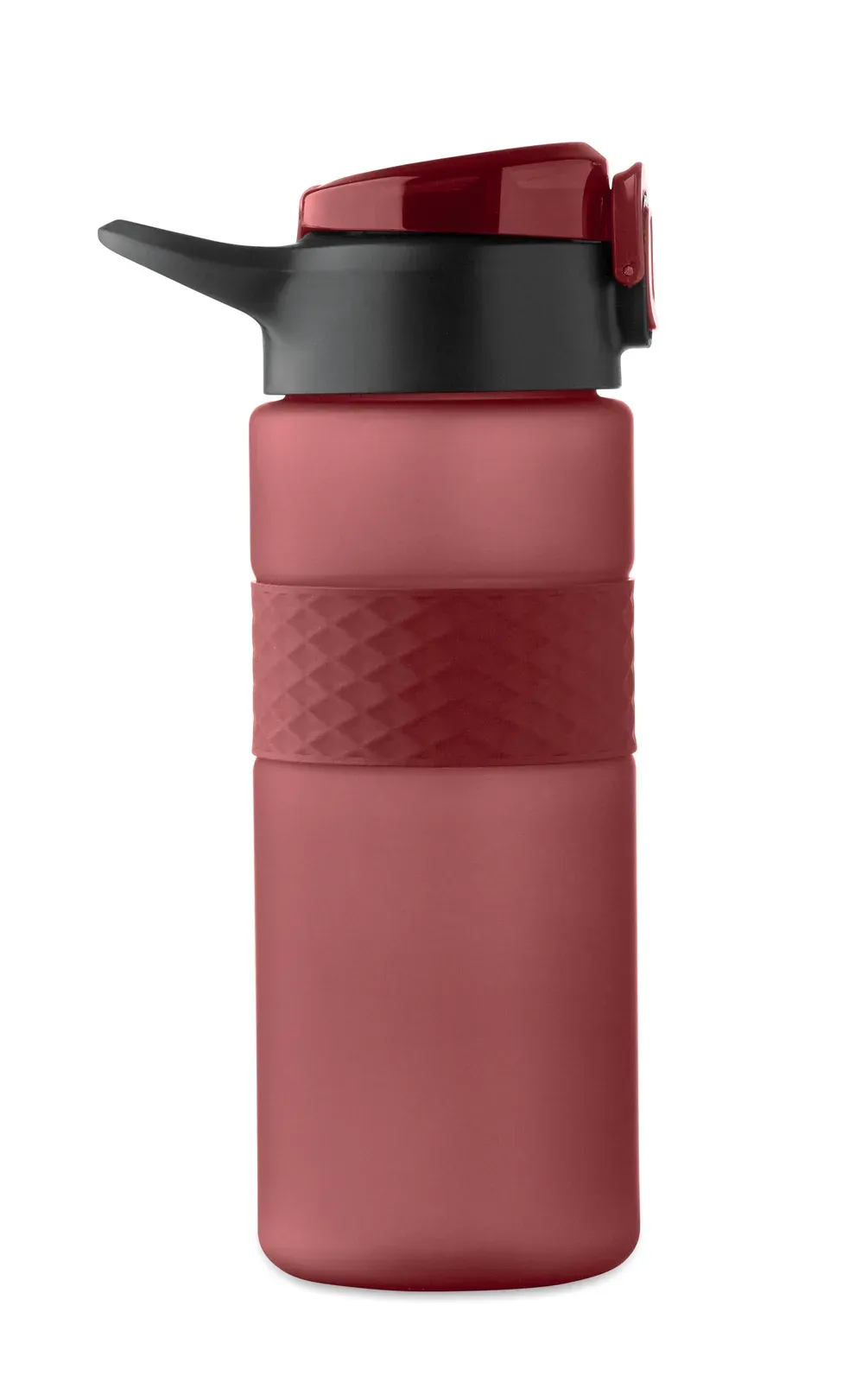 Isjforden – Drinking Bottle Made from RPET with Silicone Grip, PP Flip-Top Lid and Safety Lock; Including Integrated Straw — Burgundy