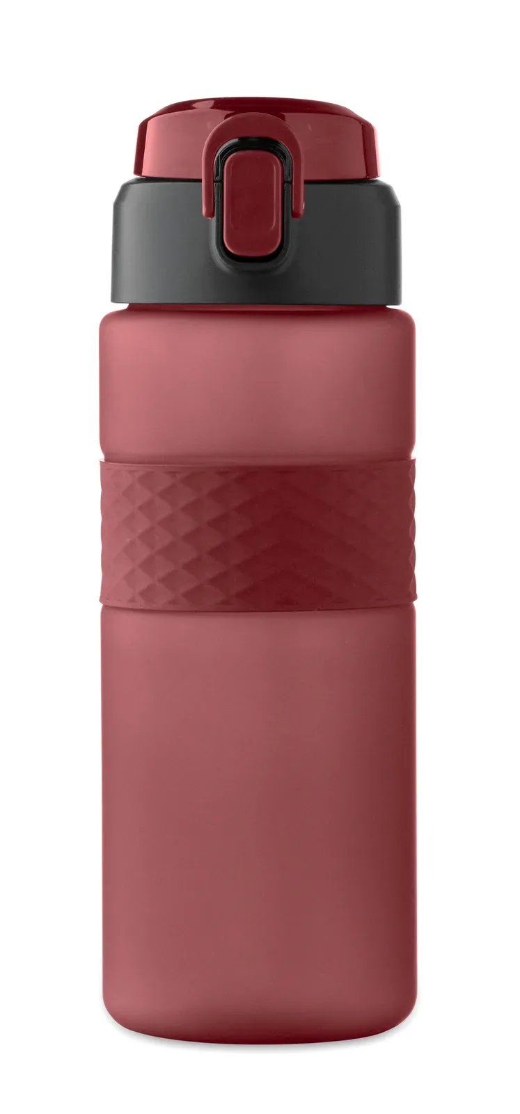 Isjforden – Drinking Bottle Made from RPET with Silicone Grip, PP Flip-Top Lid and Safety Lock; Including Integrated Straw — Burgundy
