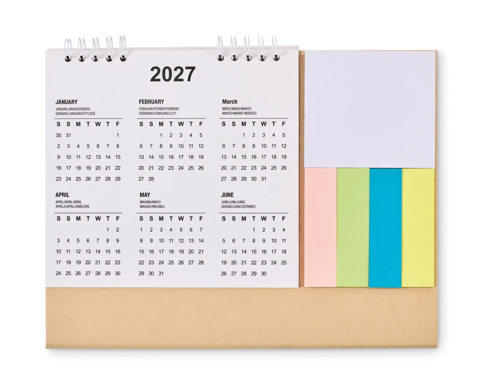 Calendoo Desk Calendar with Memo Pad — Beige