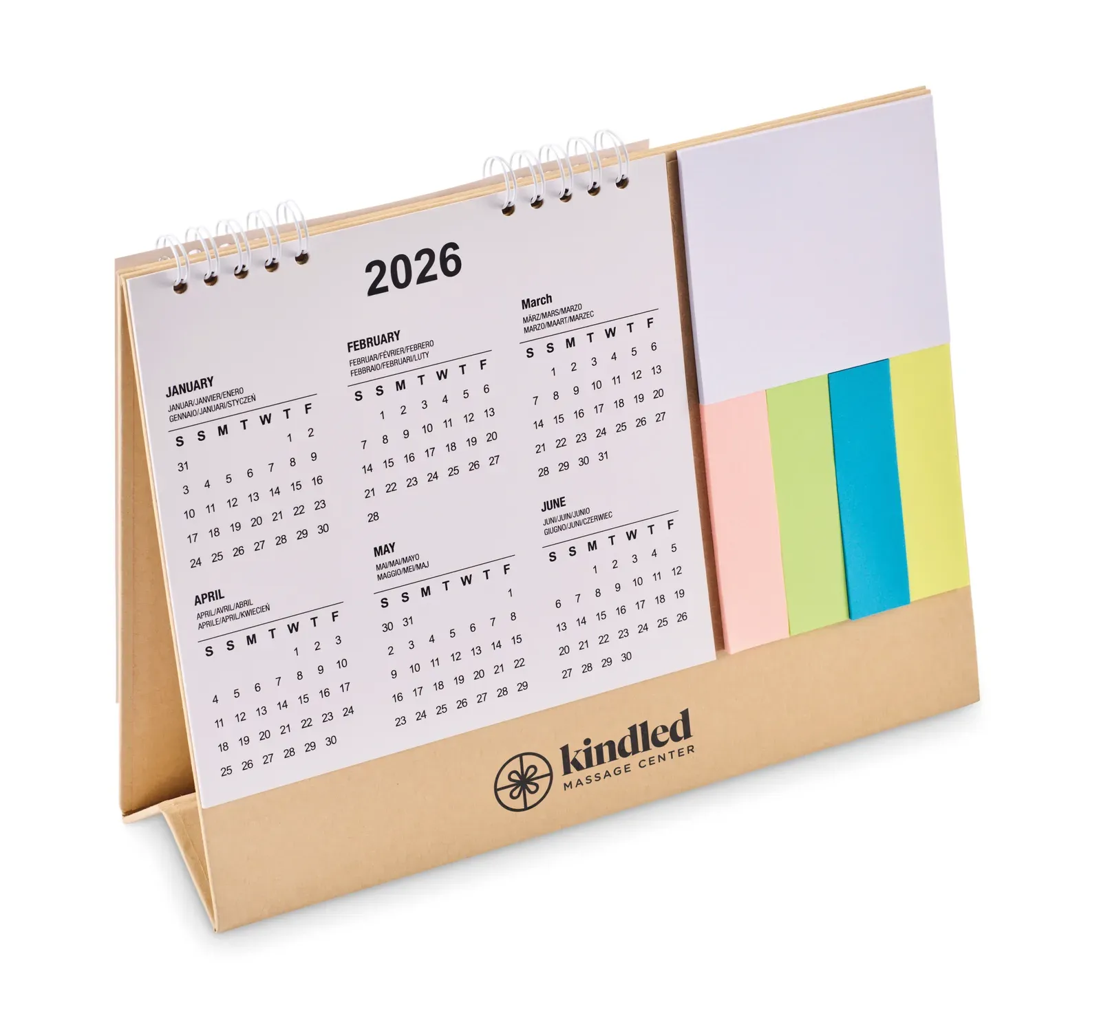 Calendoo Desk Calendar with Memo Pad — Beige