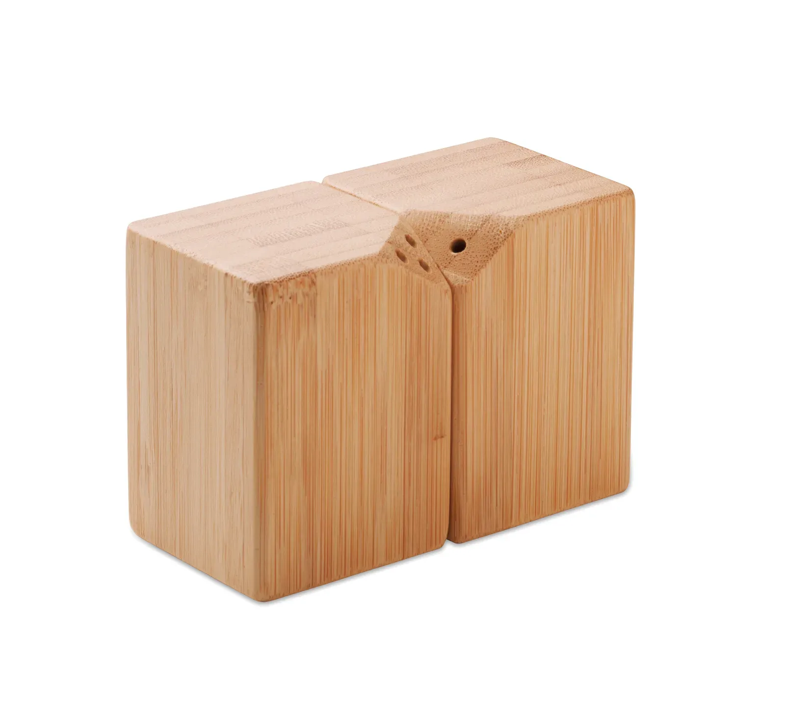 Both – Magnetic Bamboo Salt and Pepper Set with PP Plug Closure at the Base; The Two Shakers Connect Magnetically — Wood