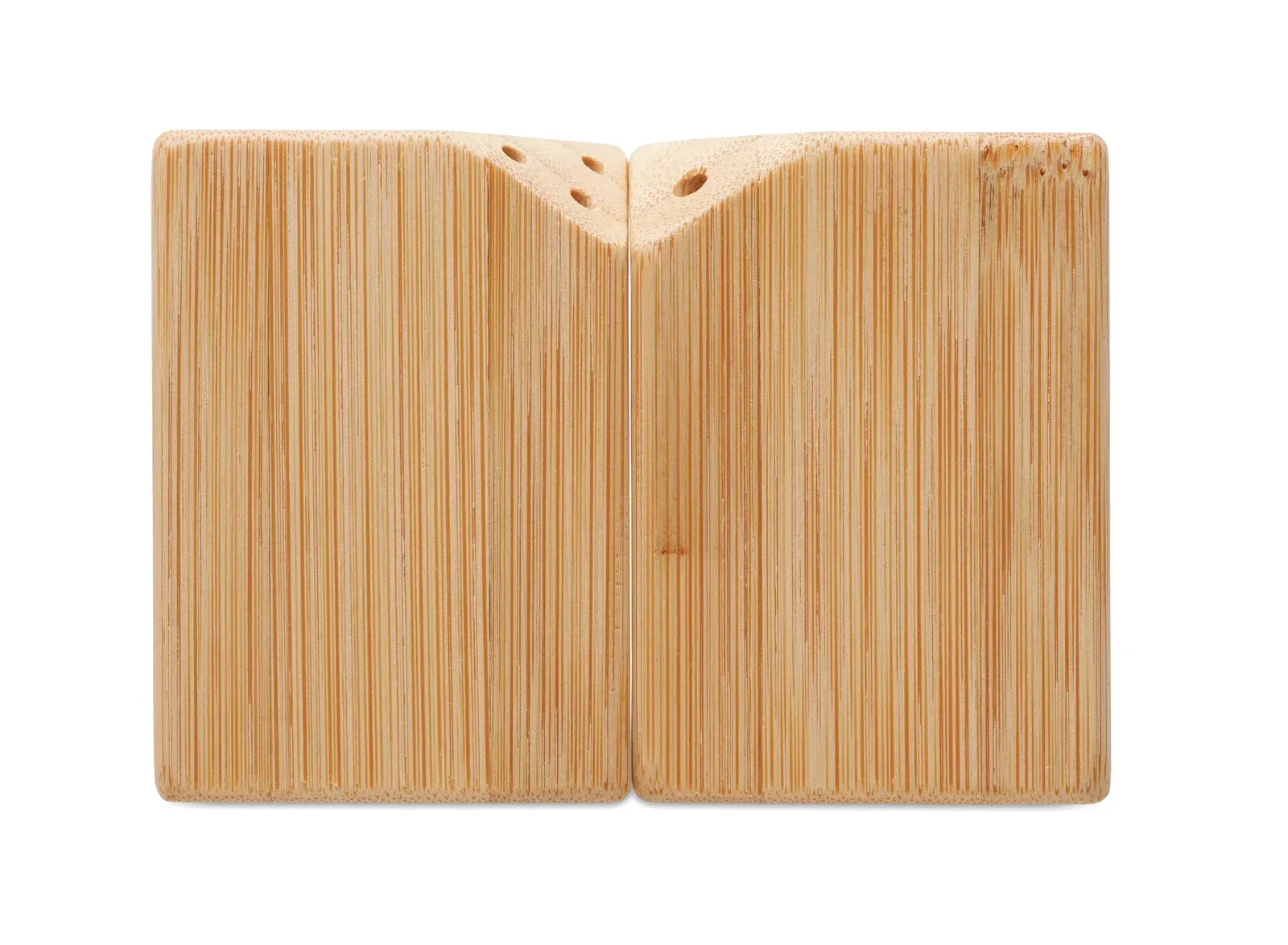 Both – Magnetic Bamboo Salt and Pepper Set with PP Plug Closure at the Base; The Two Shakers Connect Magnetically — Wood