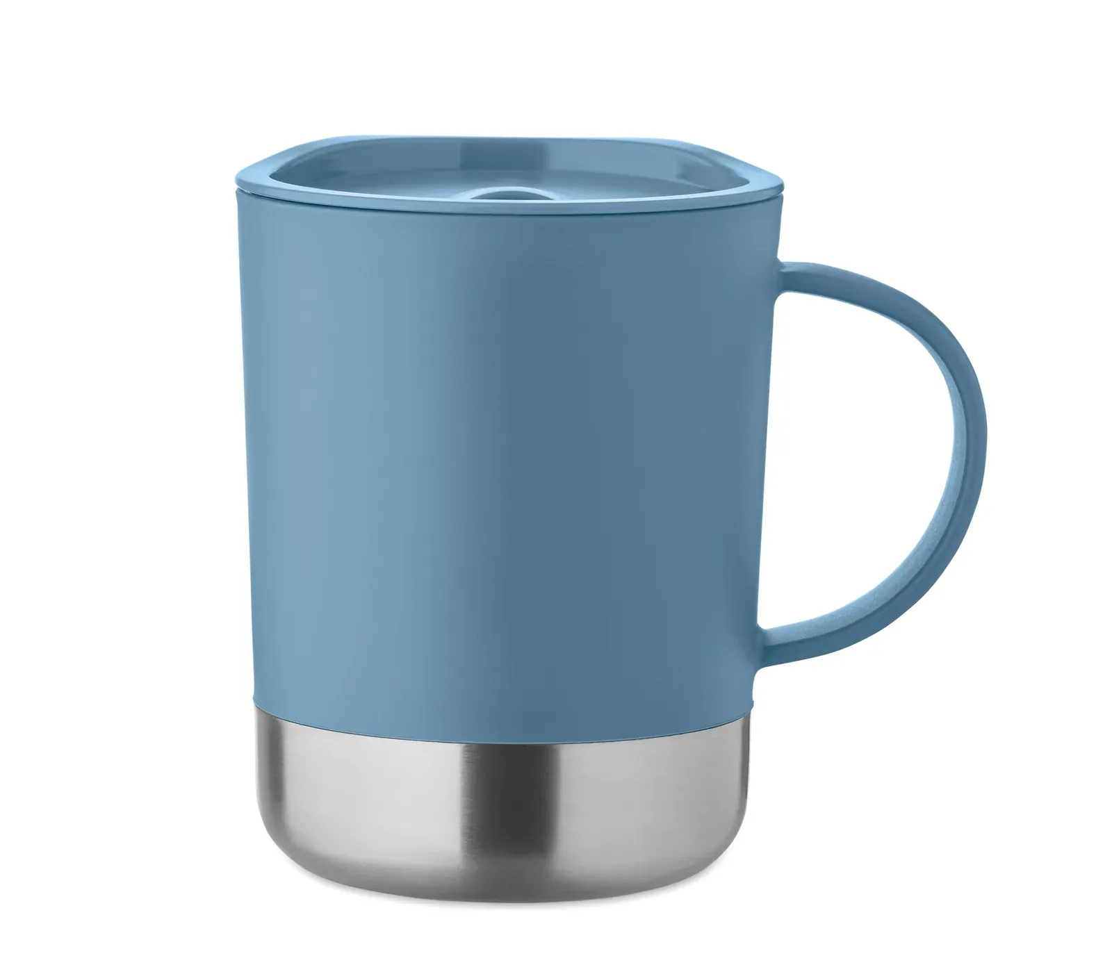 Beaker – PP Mug with Recycled Stainless Steel Base (90 % Recycled Stainless Steel and 10% Stainless Steel) and PP Sliding — Petrol