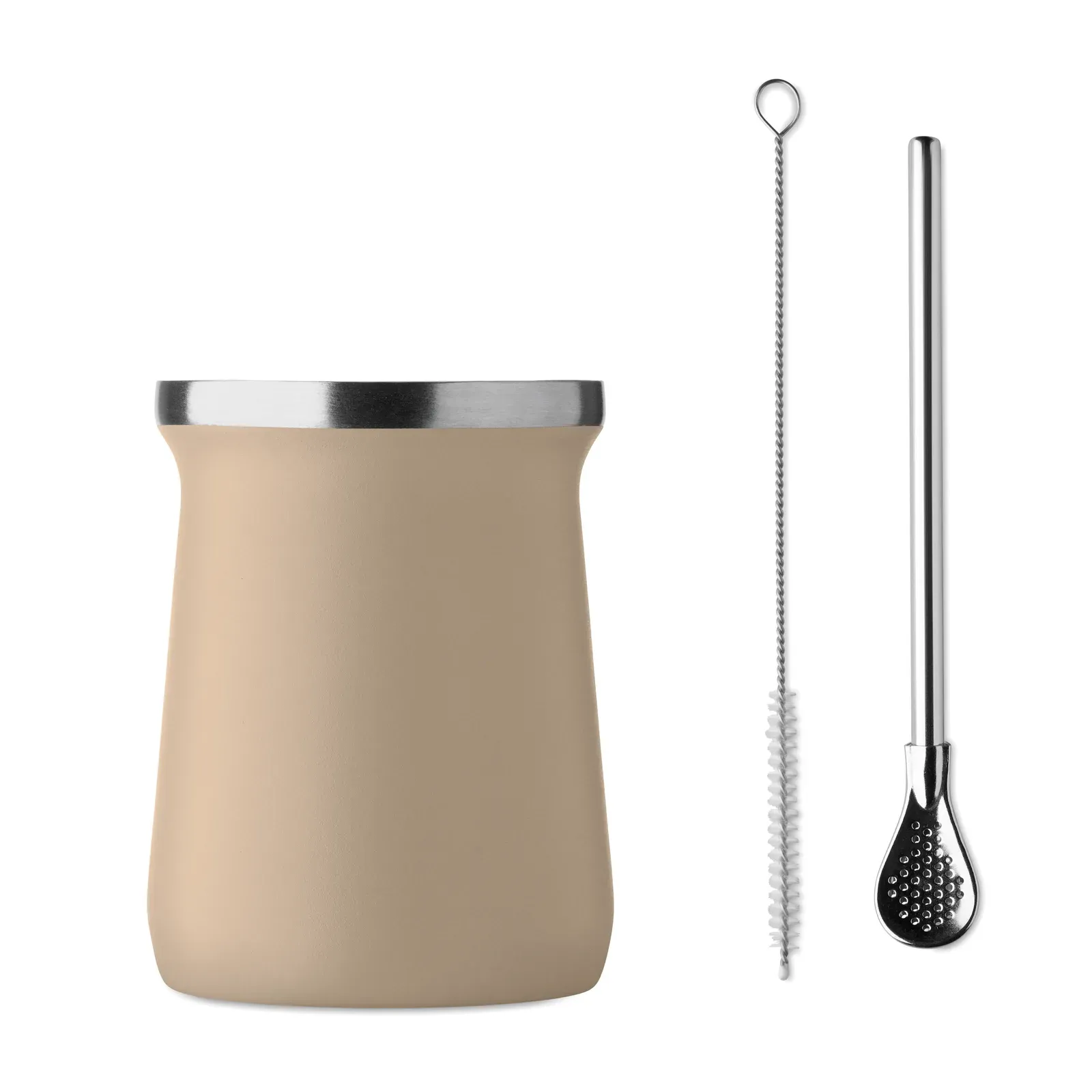 Miyerba – Double Wall Yerba Mate Cup in Recycled Stainless Steel (90% Recycled Stainless and 10% Stainless Steel) — Beige