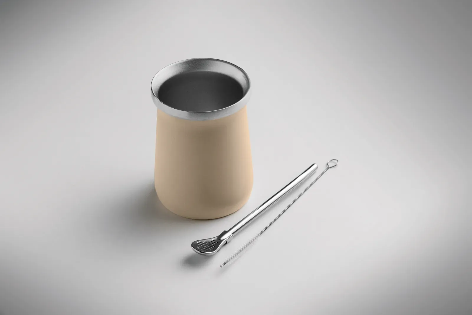 Miyerba – Double Wall Yerba Mate Cup in Recycled Stainless Steel (90% Recycled Stainless and 10% Stainless Steel) — Beige