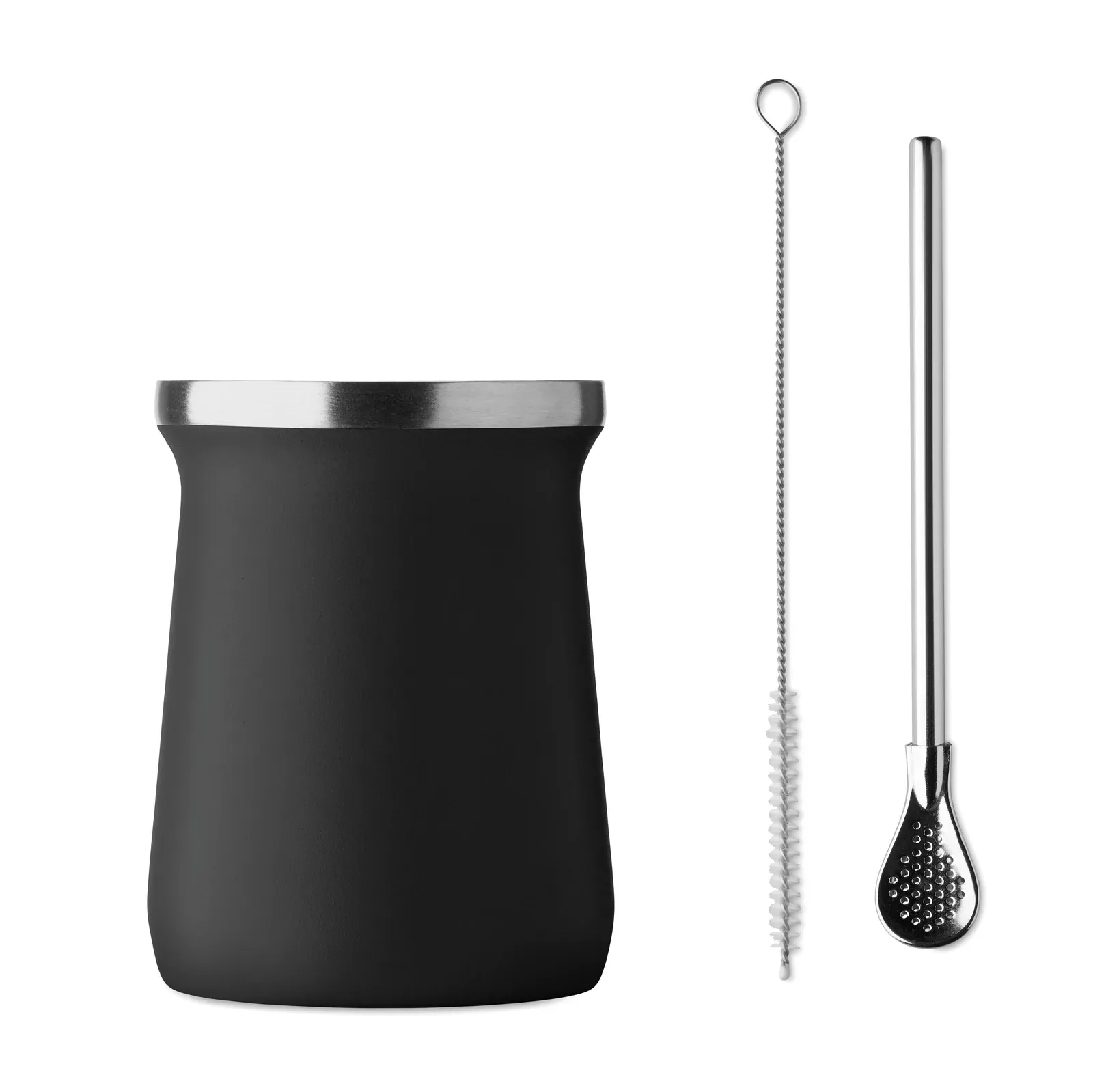 Miyerba – Double Wall Yerba Mate Cup in Recycled Stainless Steel (90% Recycled Stainless and 10% Stainless Steel) — Black