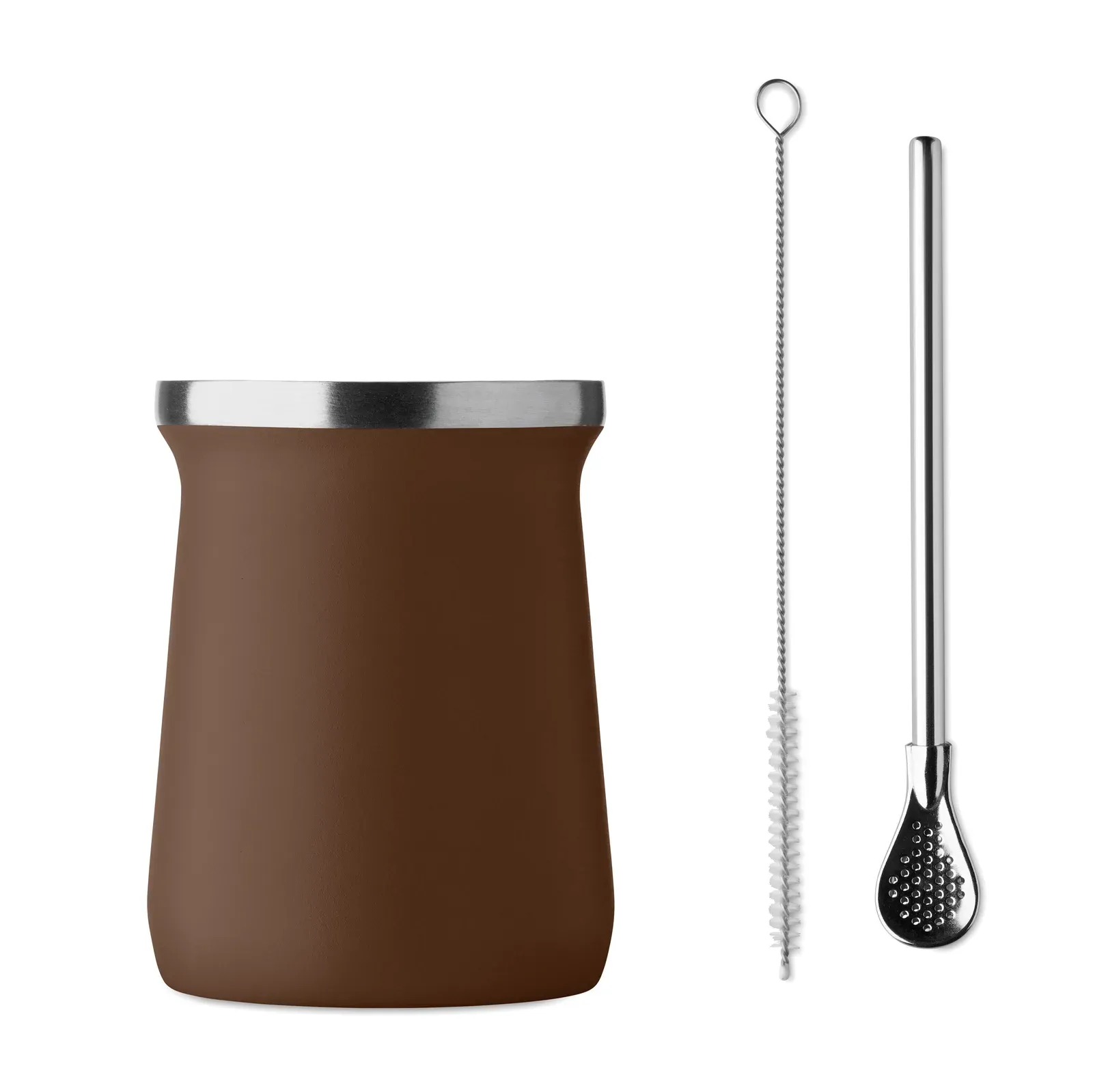 Miyerba – Double Wall Yerba Mate Cup in Recycled Stainless Steel (90% Recycled Stainless and 10% Stainless Steel) — Brown