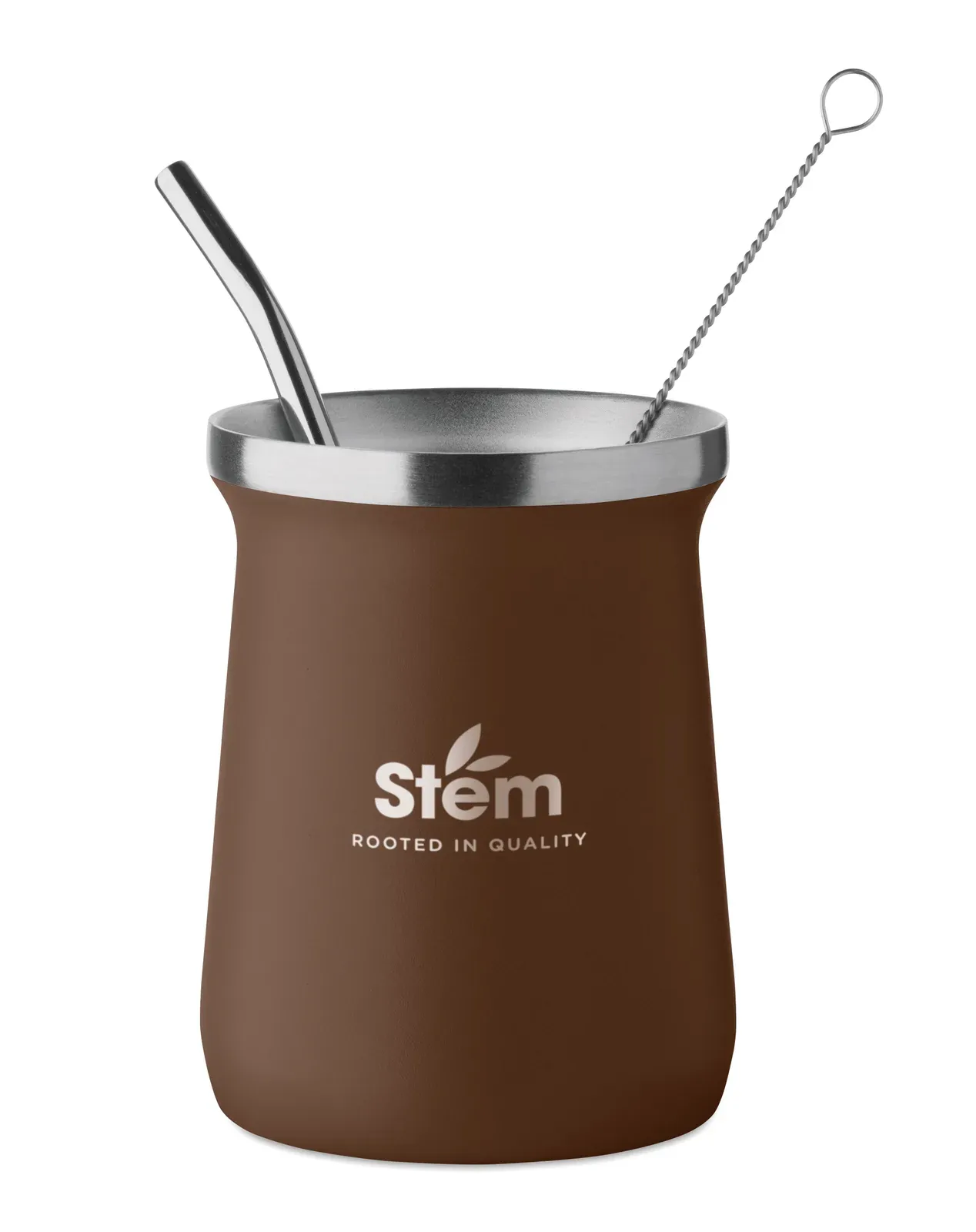 Miyerba – Double Wall Yerba Mate Cup in Recycled Stainless Steel (90% Recycled Stainless and 10% Stainless Steel) — Brown