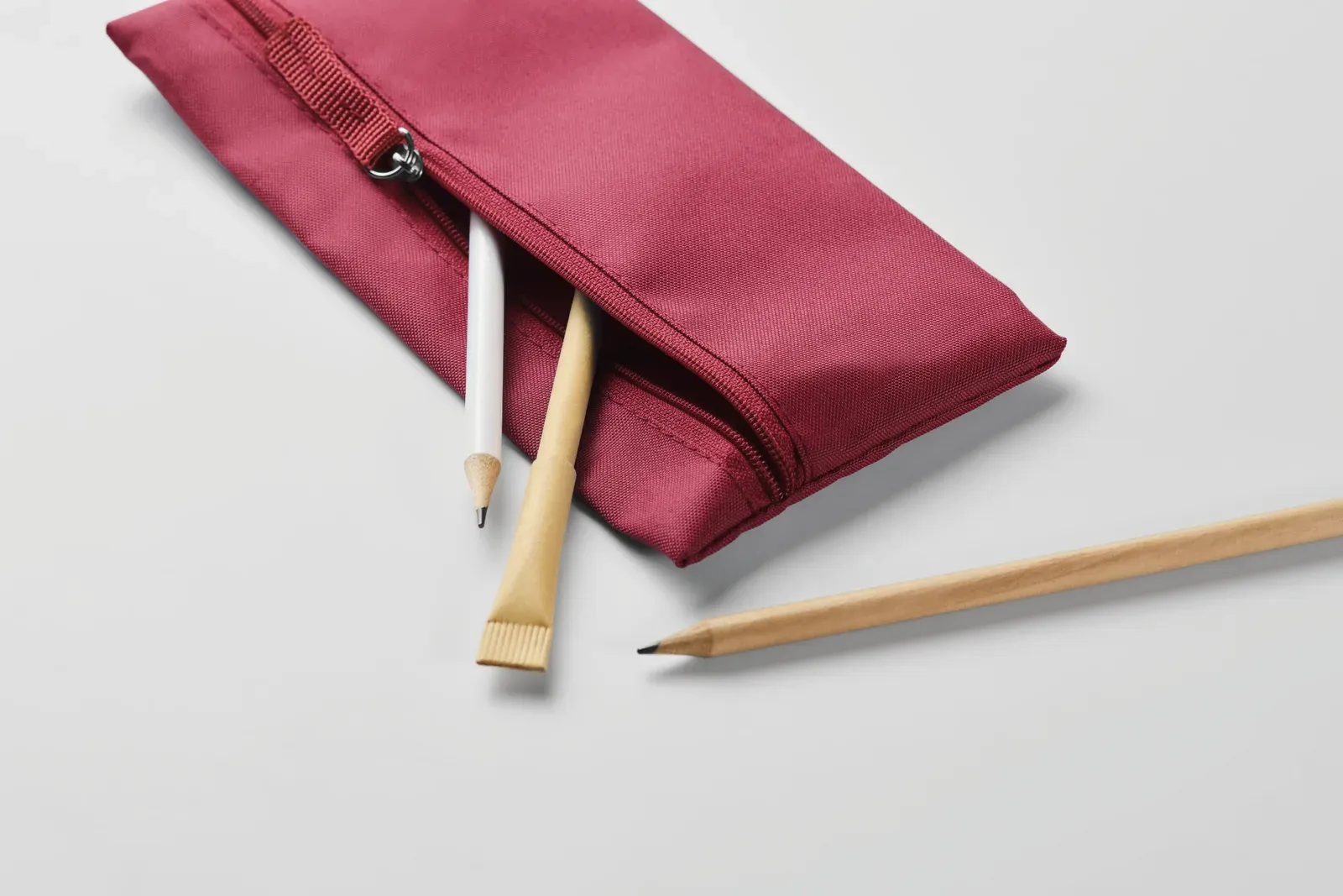Study Zippered Pencil Case — Burgundy