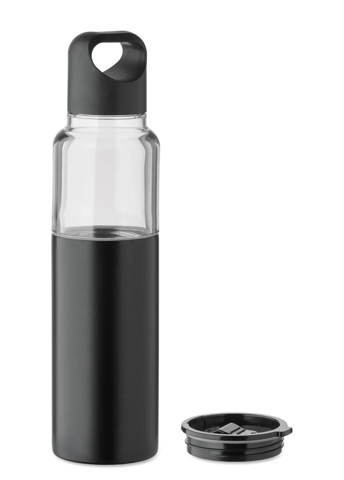 Dualuse – Refillable 2 in 1 Bottle in Tritan and Double Wall Tumbler Part in Recycled Stainless Steel — Black