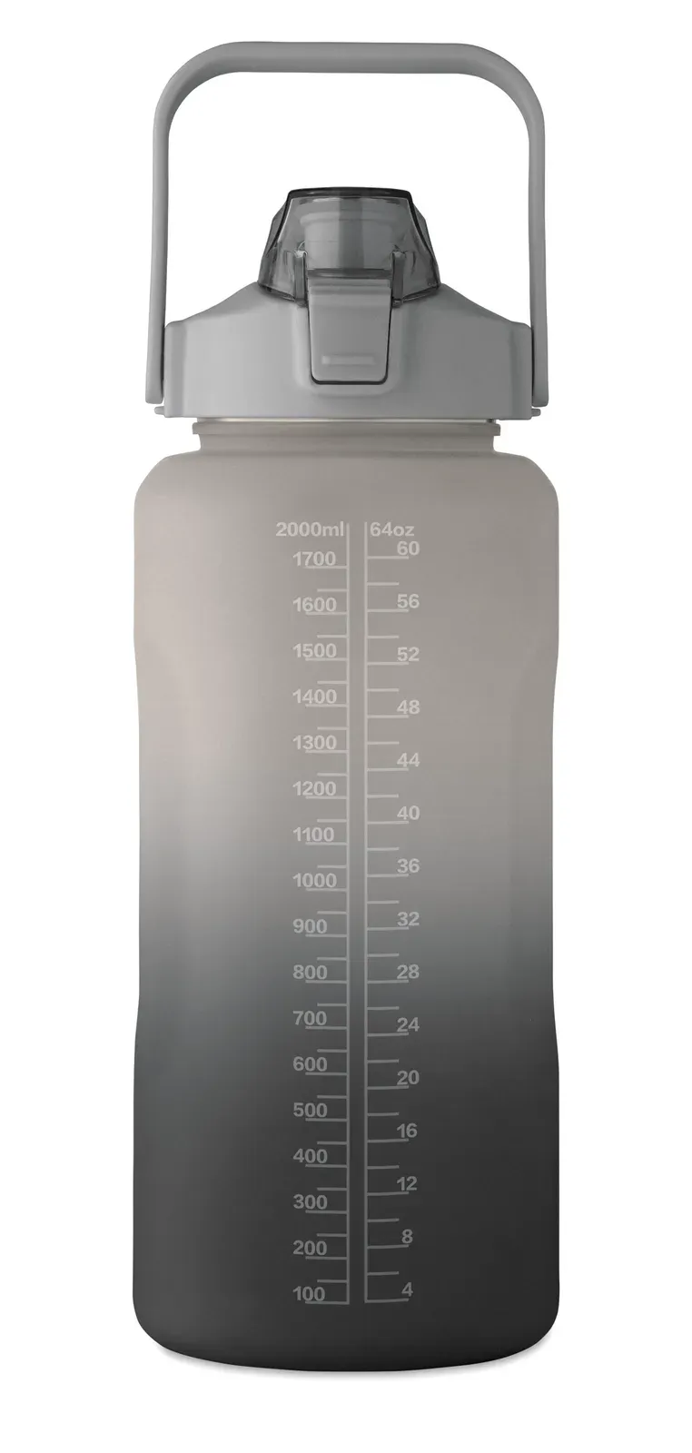 Activate Max – Motivational Water Bottle in RPET; Features an One-Hand Open Flip-Top Lid with Straw, Safety Lock, and Handle — Black