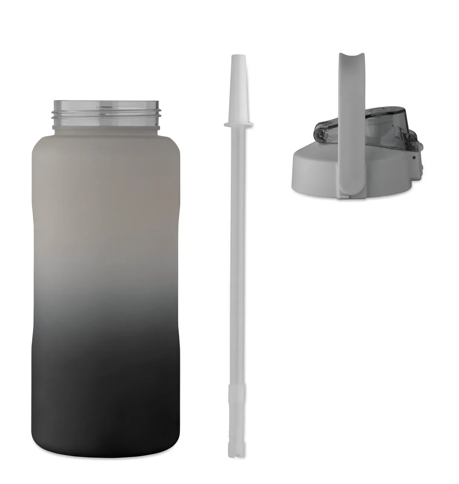 Activate Max – Motivational Water Bottle in RPET; Features an One-Hand Open Flip-Top Lid with Straw, Safety Lock, and Handle — Black