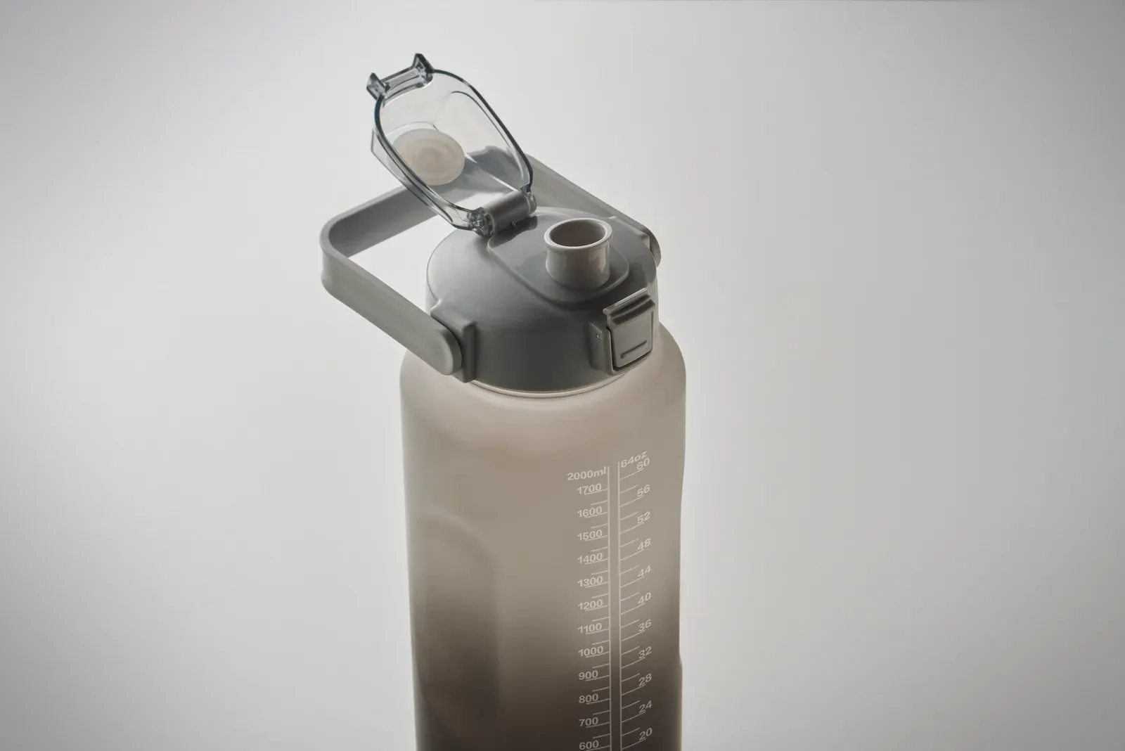 Activate Max – Motivational Water Bottle in RPET; Features an One-Hand Open Flip-Top Lid with Straw, Safety Lock, and Handle — Black